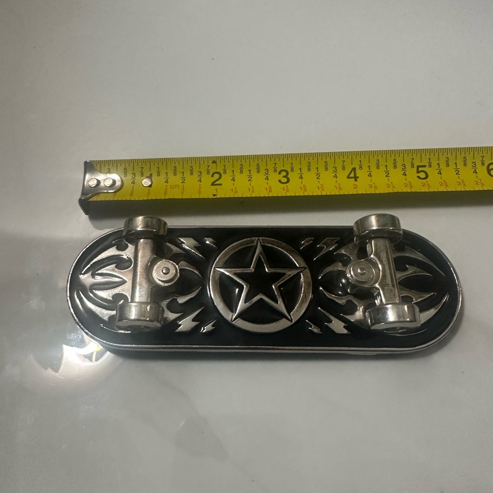 Silver Star Skateboard Belt Buckle